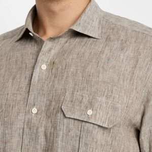 Peter Millar Positano Linen Sport Shirt  XL Color: Cheshire Brown